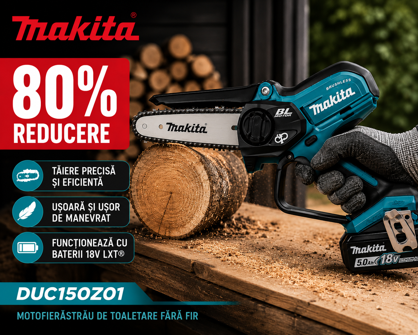 Motofierăstrău fără fir Makita